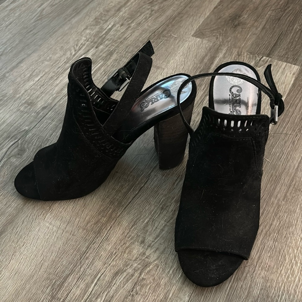 Carlos black strappy heels size 7.5